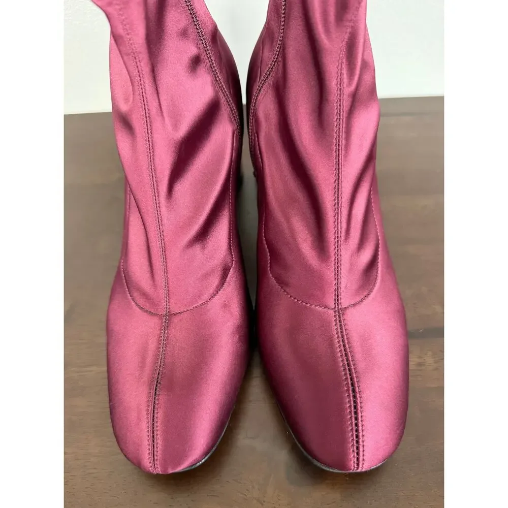 Free People Spectrum Berry Sock Ankle Boots US 8.5 Heeled Party Statement Chic